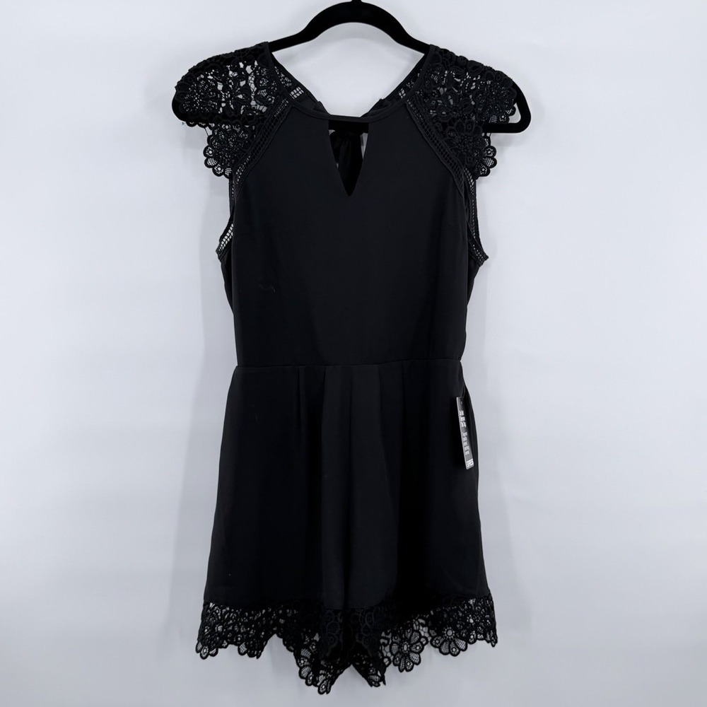 Romantic Goth Black Lace Romper Dark Coquette Open Back Express NWT Size 2